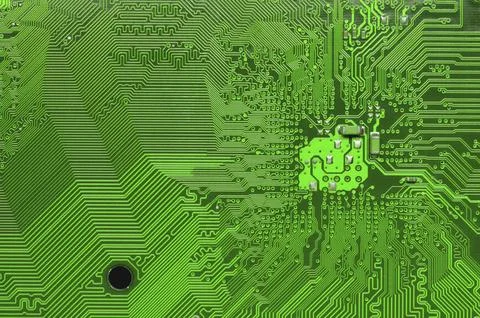 Green Circuit board, electronic computer hardware technology. Motherboard Stock Photos