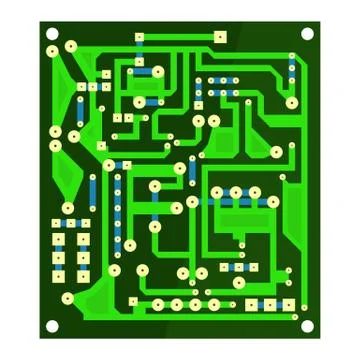 Green Circuit Board. Flat Design. Computer Technology Background. Modern Circuit Stockillustratie