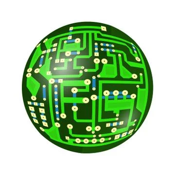 Green Circuit Board. Flat Design. Modern Computer Technology Background. Modern イラスト素材