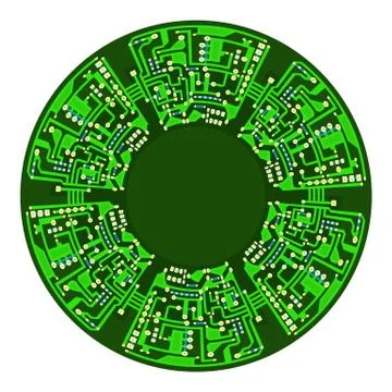 Green Circuit Board. Flat Design. Modern Computer Technology Background. Modern Illustrazione stock