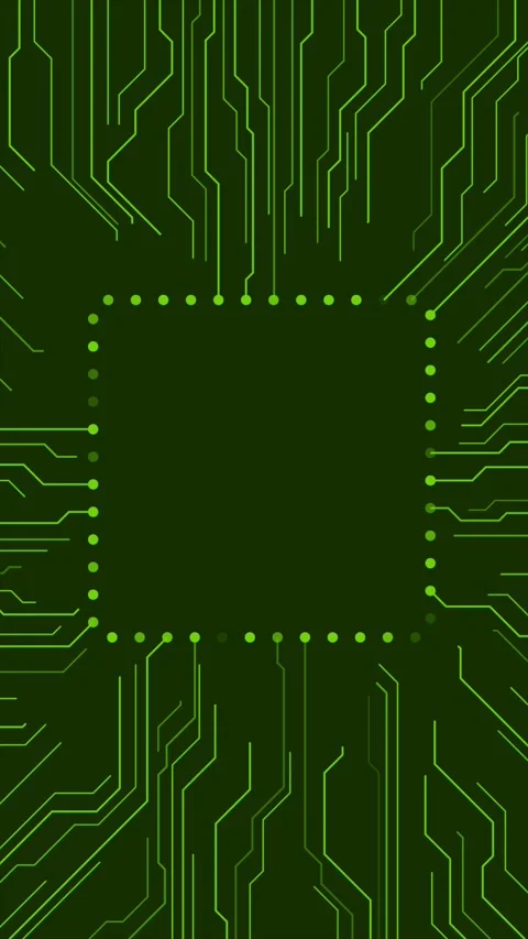 Green circuit board lines abstract futuristic tech motion background Video stock 321384829