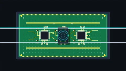 Green circuit board with microchip processor and electronic hardware 스톡 동영상 347245120