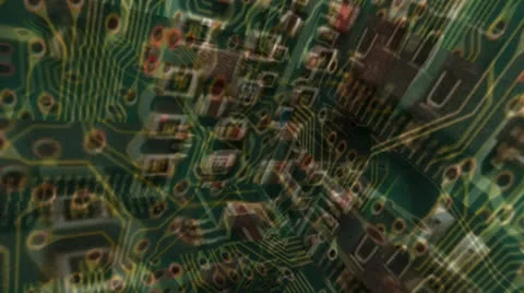 Green Circuit Board Motion Mapping Stock Footage 24718322