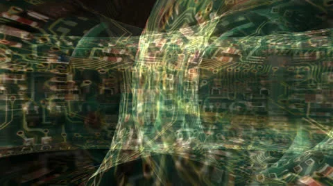 Green Circuit Board Motion Mapping 動画素材 24718353