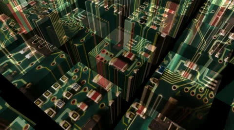 Green Circuit Board Motion Mapping Stock Footage 24718460