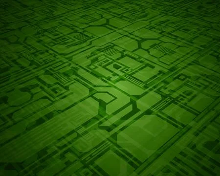 Green Circuit Board Pattern With Abstract Design 스톡 일러스트