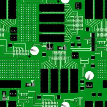Green circuit board seamless pattern Stock Illustration