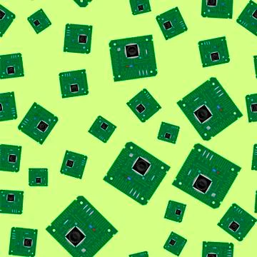 Green Circuit Board Seamless Pattern Stock Illustration