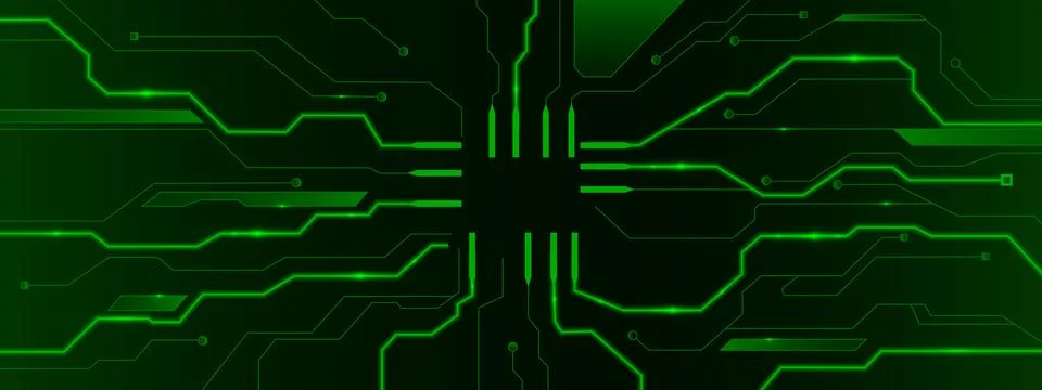 Green circuit board tech pattern with frame Stock Illustration