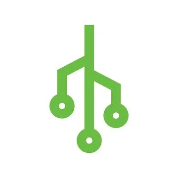 Green Circuit Trace Vector Icon Stock Illustration