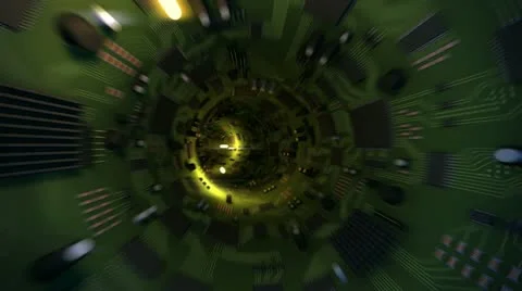 Green Circuit Tunnel Stock Footage 10817594