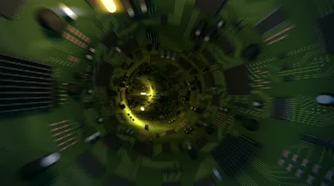 Green Circuit Tunnel Stock Footage 10817625