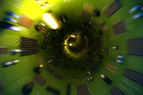 Green Circuit Tunnel Stock Footage 10817870