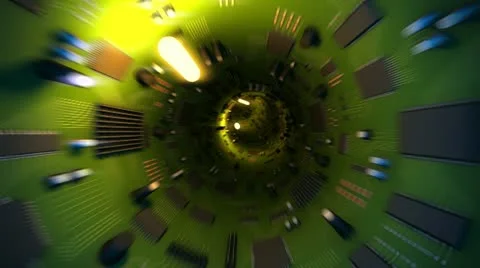 Green Circuit Tunnel Stock Footage 10817914