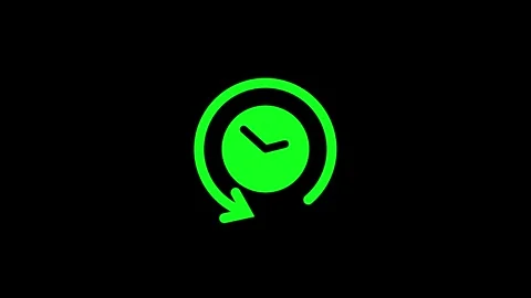 Green Circular Arrow Symbol with Clock Inside Stock Footage 332526362