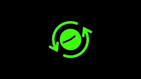 Green circular arrows icon with clock symbol inside Stock Footage 333685625