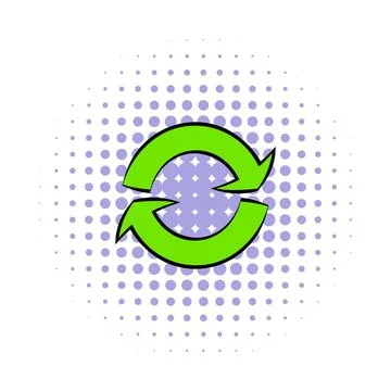 Green circular arrows icon, comics style Stock-Illustration