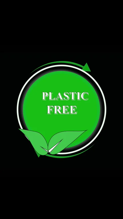 Green circular badge with PLASTIC FREE message and leaf symbol for environm.. Stock Footage 321725445