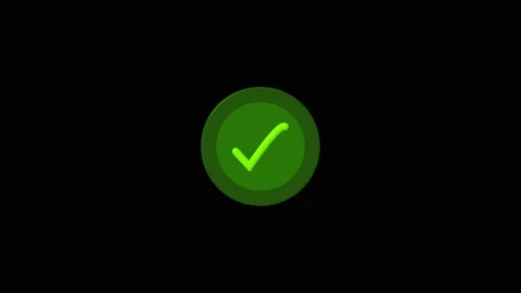 Green circular button with bright green checkmark symbol, Animated confirma.. Stock Footage 332664197