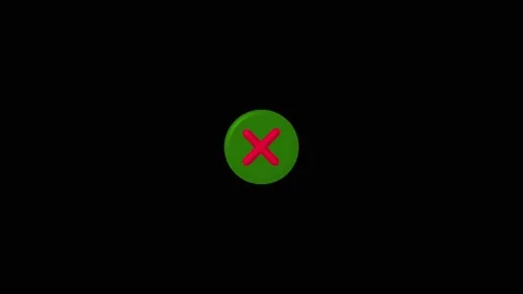 Green circular button with red cross symbol, Animated deny icon and modern .. Stock Footage 332664201