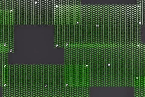 Green circular grates on dark grey background Stock Illustration