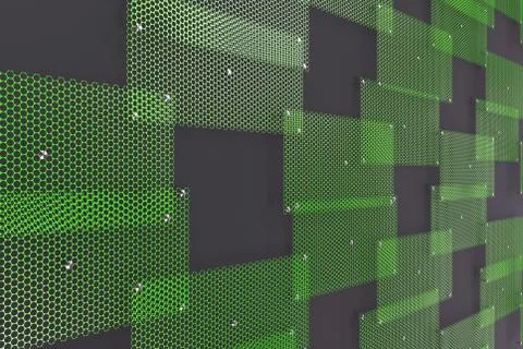 Green circular grates on dark grey background Ilustración de archivo