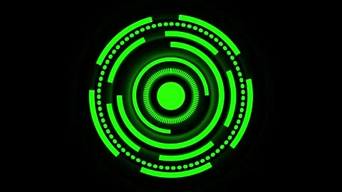 Green Circular HUD Interface Element With Glowing Effect on animated Black .. Stock Footage 337363308
