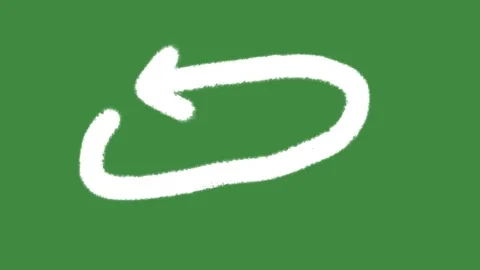 Green circular loop arrow hand-drawn cartoon graphic with chalk outline refresh Stock Footage 336456464