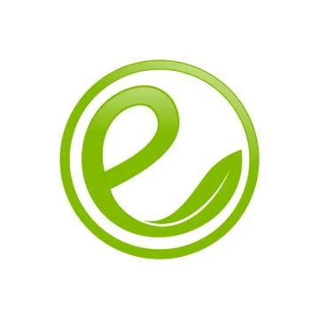 Green Circular Organic Initial e Lettermark Icon Stock Illustration