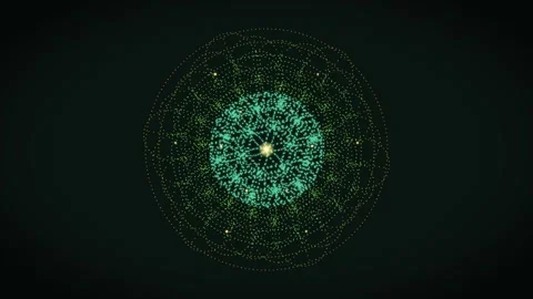 Green circular pattern with glowing dots on a dark background Stock Footage 337301608