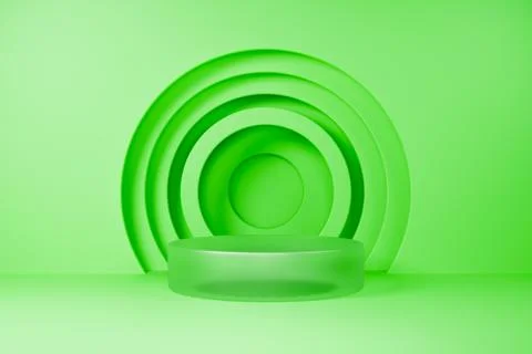 Green circular podium with tiered backdrop for eco Stock Illustration