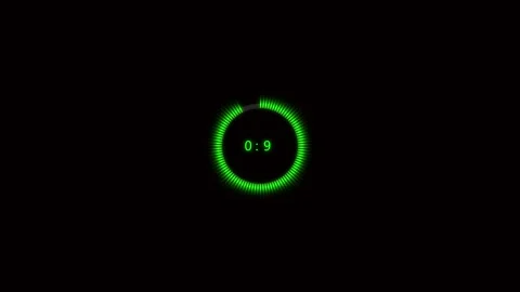 Green circular progress bar with timer on black background. Progress bar co.. Stock Footage 337130799