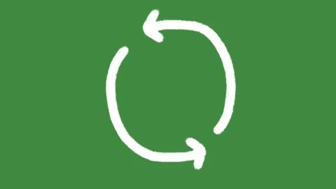 Green circular recycling loop arrows hand-drawn cartoon graphic with chalk Stock Footage 336456462