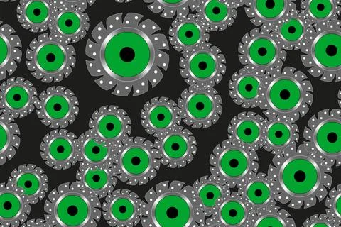 Green Circulation Saws Seamless Pattern Background, Vector Illustration Stockillustratie