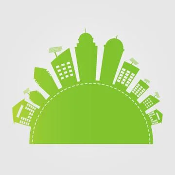 Green cities help the world with eco-friendly concept ideas.vector illustrati Stock Illustration