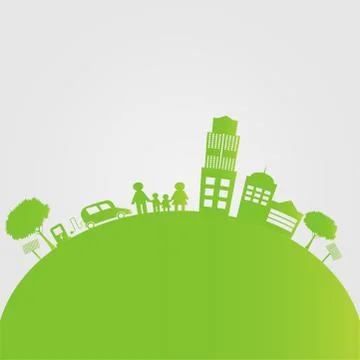 Green cities help the world with eco-friendly concept ideas.vector illustrati Stock Illustration