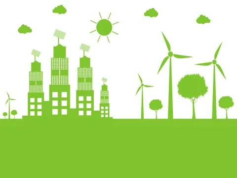 Green cities help the world with eco-friendly concept ideas.vector illustrati Stock Illustration
