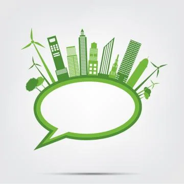 Green cities help the world with eco-friendly concept ideas.vector illustrati Stock Illustration