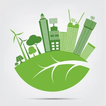 Green cities help the world with eco-friendly concept ideas,Vector llustratio Stock Illustration