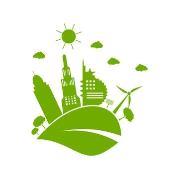 Green cities help the world with eco-friendly concept ideas.vector illustrati Ilustración de archivo