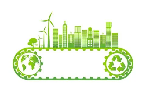 Green cities help the world with eco-friendly concept ideas.vector illustrati Stock Illustration