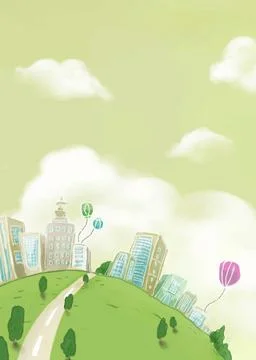 Green City Cloudy Illustrazione stock