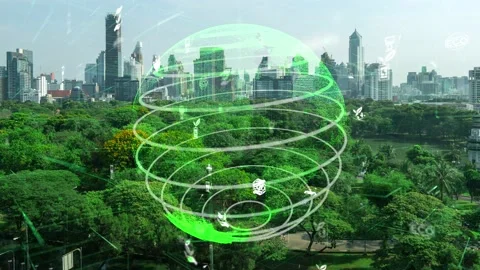 Green city technology shifting towards sustainable alteration concept Stock-Footage 169680163