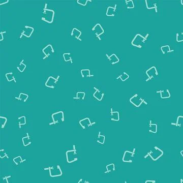 Green Clamp and screw tool icon isolated seamless pattern on green background Stock Illustration