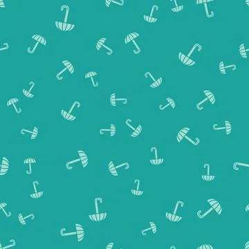 Green Classic elegant opened umbrella icon isolated seamless pattern on green Stock Illustration