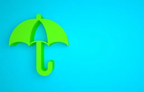 Green Classic elegant opened umbrella icon isolated on blue background. Rain Stock Illustration