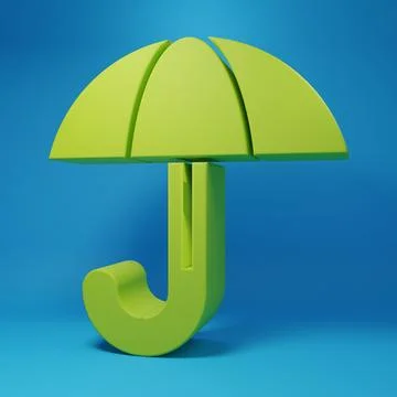 Green Classic elegant opened umbrella icon isolated on blue background. Rai.. Stock Illustration