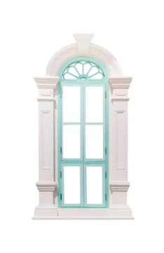 Green classic window frame Stock Photos