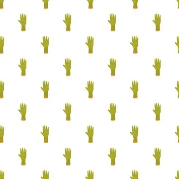 Green cleaning gloves seamless pattern white background Stock Illustration