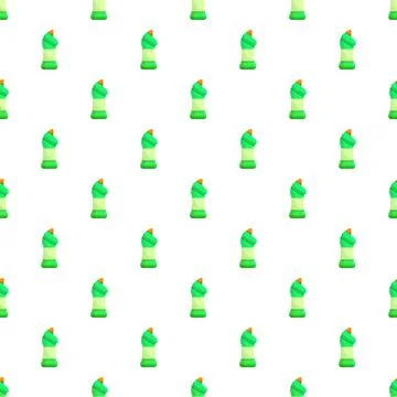 Green cleaning solution bottles arranged in a repeating pattern Stock Illustration
